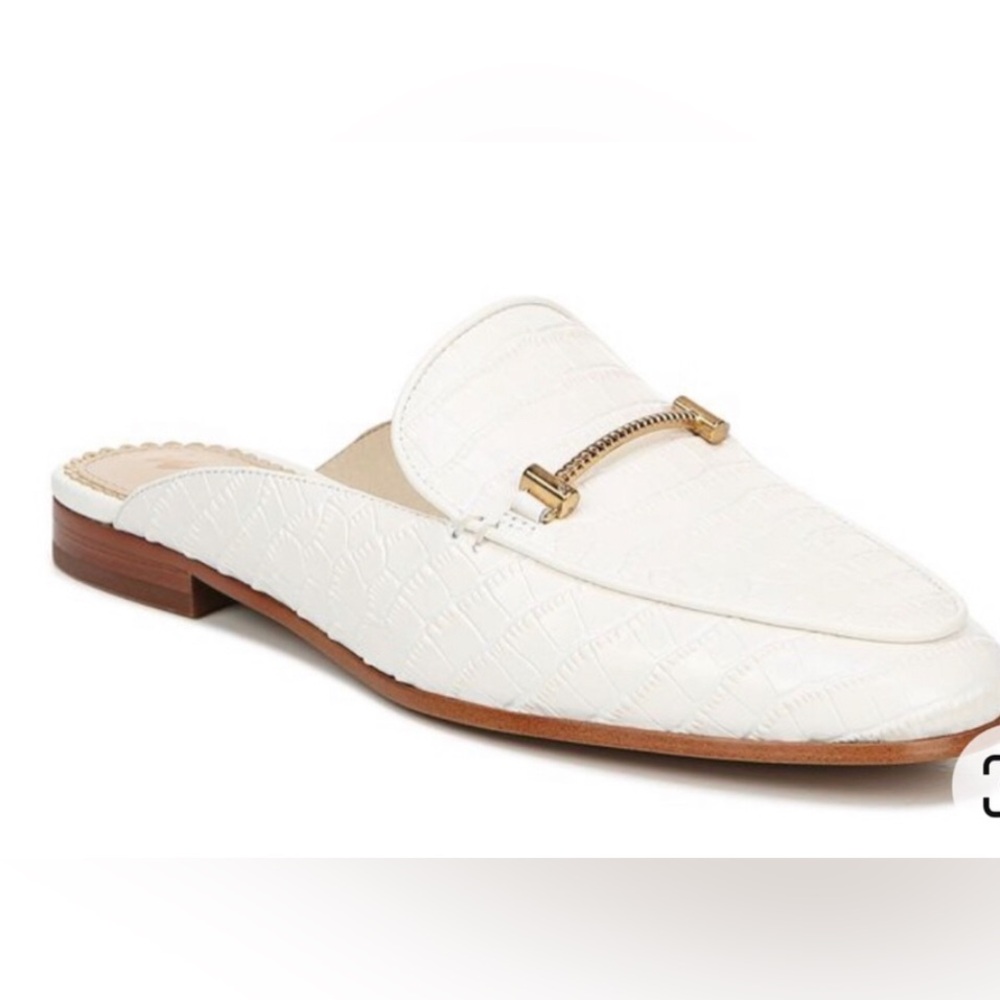 Prwnd Sam Edelman color oatmeal slip on White Crocodile-Embossed Loafers sz9.5